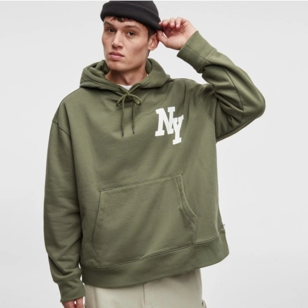 Mode Of One Mens Wild Ivy Green NY‎ Graphic Hoodie Sweatshirt Medium 100194419MN